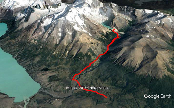 Map of Las Torres trekking route